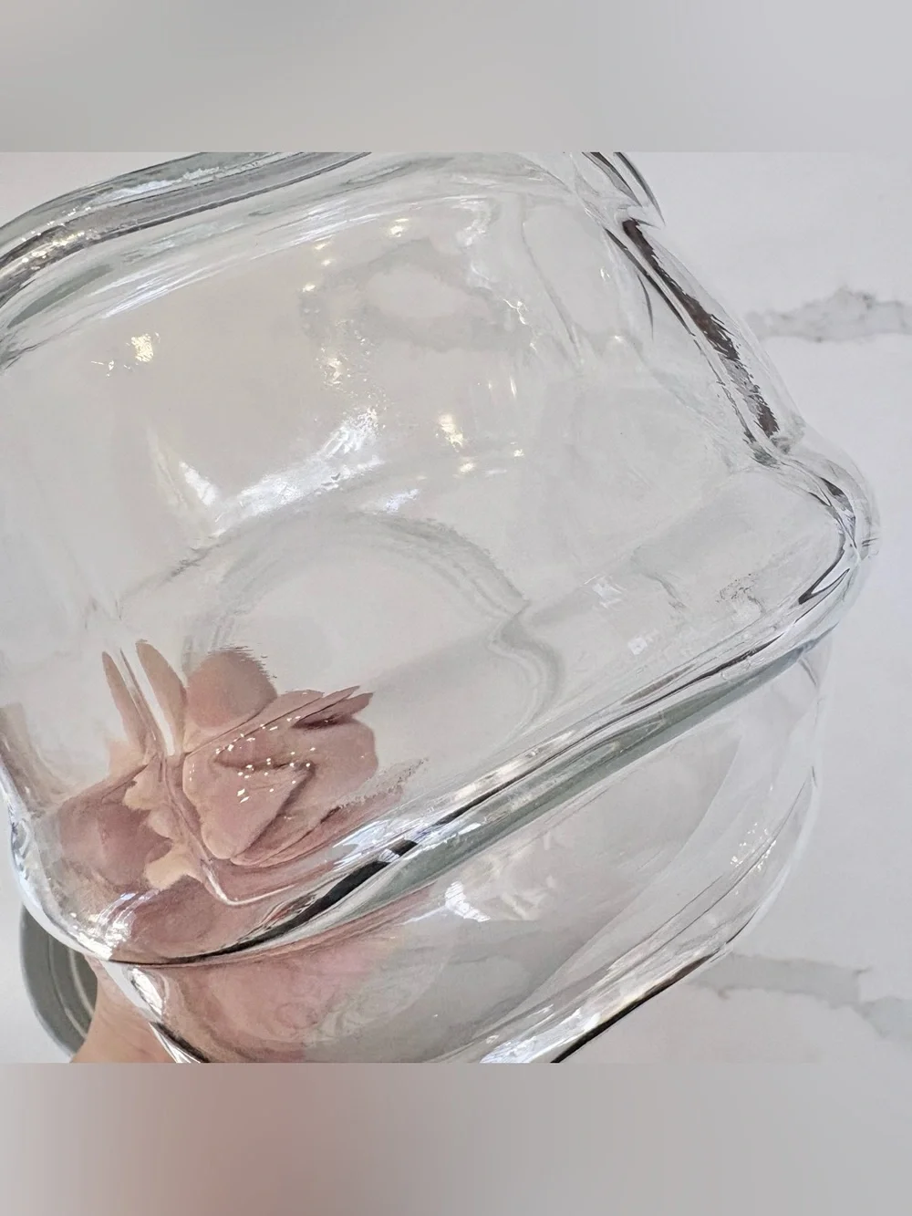 VTG 1998 IKEA FÖRVAR Clear Glass Storage Jar in Silver Grey Plastic Lid 61 Oz